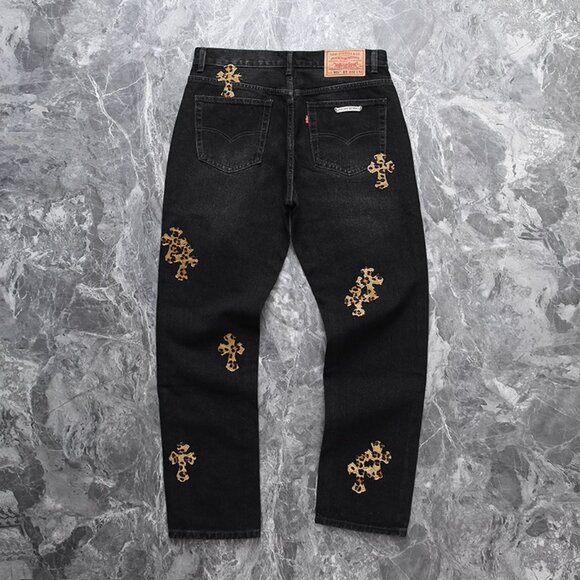 Chrome Heart Leather Patch Jeans - Picture 2 of 10